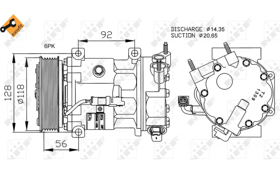 Compresseur Climatisation NRF 32240 / 813223 EASY FIT – 6C12