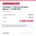 Consigne 3 600 EUR + transport 280 EUR = 3 880 EUR, moteur de plus de 10 000 EUR livre en Europe