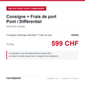 Consigne et frais de port pont differentiel, total 599 CHF, livraison Suisse