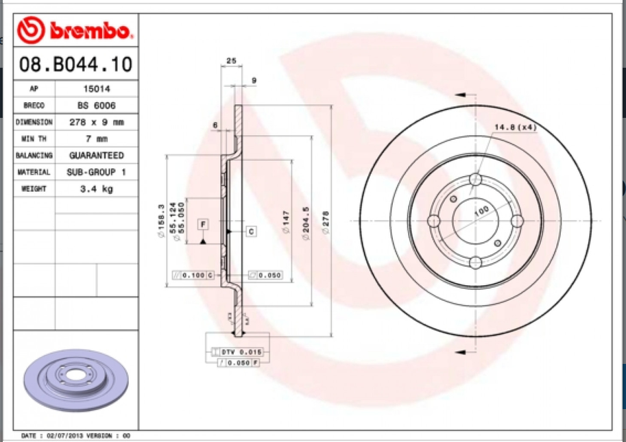 Disque de frein BREMBO 08.B044.10