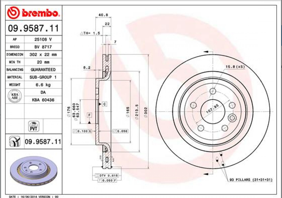 Disque de frein BREMBO 09.9587.11
