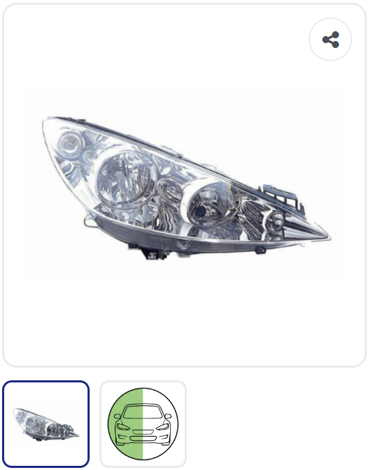 Phare avant droit électrique feu diurne OEM 6206F5 – Peugeot 308 1 Phase 1 2007-2011