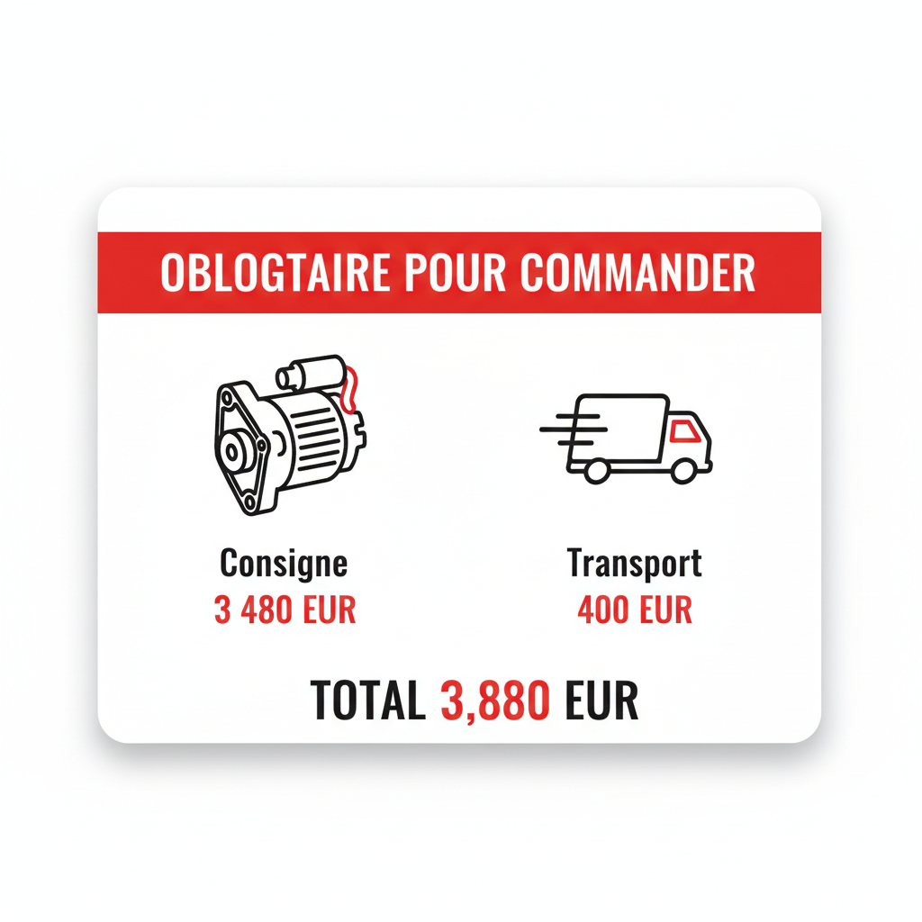 Consigne + Frais de transport Moteur >10 000 EUR â€” Europe â€” Total 3 880 EUR