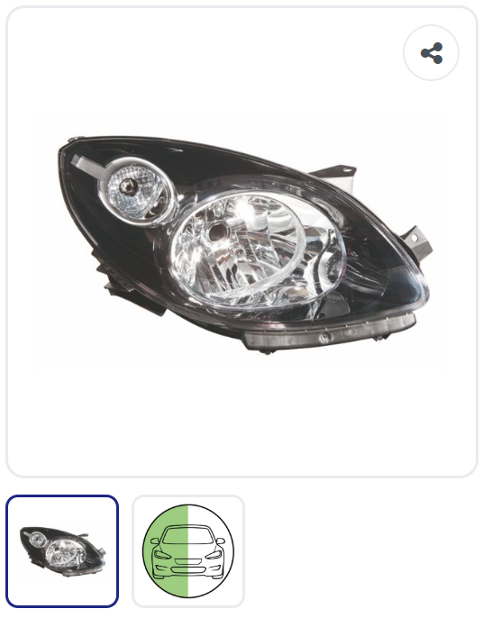Phare avant droit électrique noir OEM 7701063998 – Renault Twingo 2 Phase 1 2007-2011