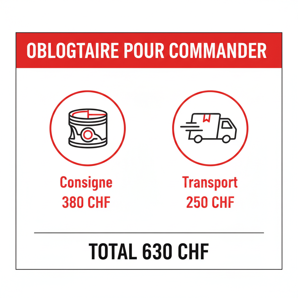 Consigne + Frais de port Culasse Suisse â€” 630 CHF