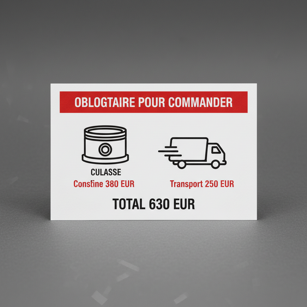Consigne + Frais de port Culasse Europe â€” 630 EUR